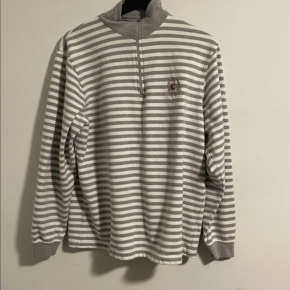 Craze Quarter-Zip Pullover with Embroidered 'C' Logo - Gray & White ( Large)